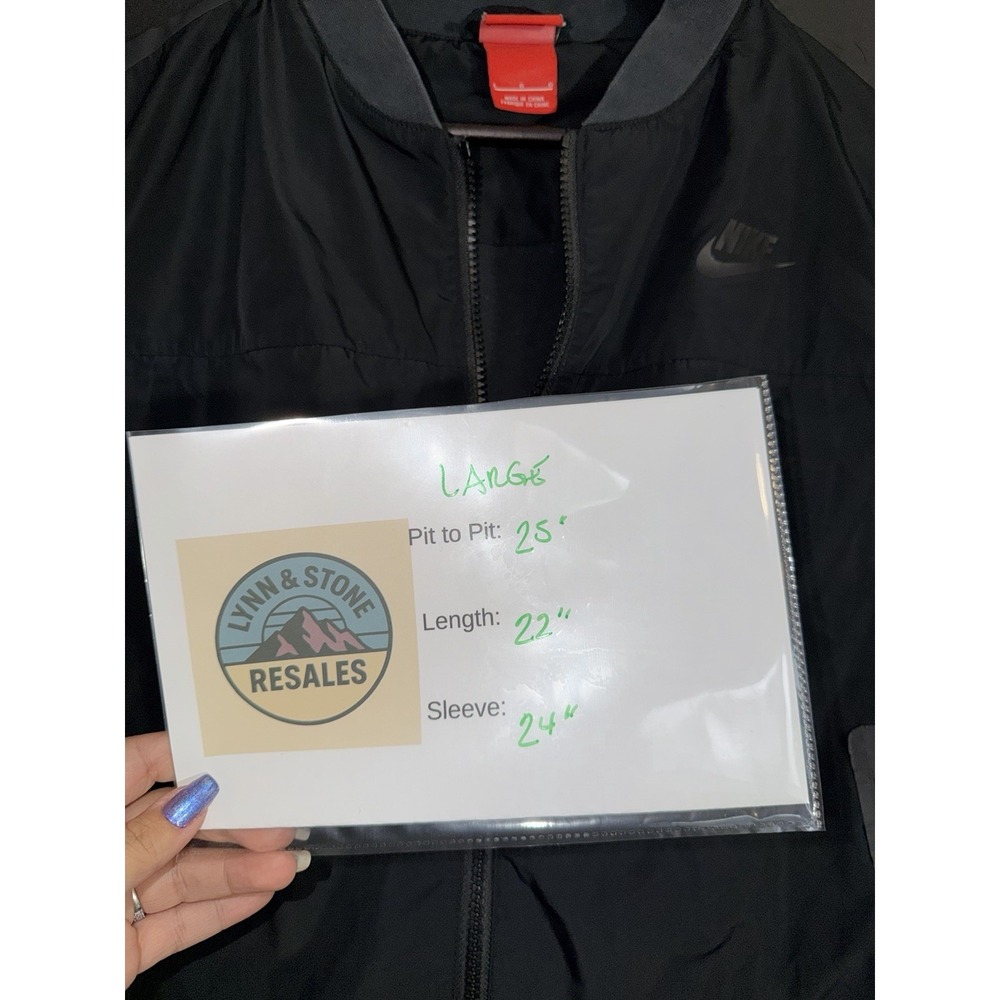 Nike Jacket Womens L Black Bomber Lightweight Windbreaker NSW Tech Pack Swoosh - Picture 7 of 7